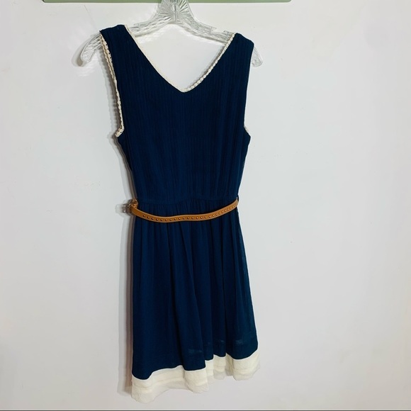 Double Zero Belted Navy Crepe mini dress small navy - Picture 5 of 6